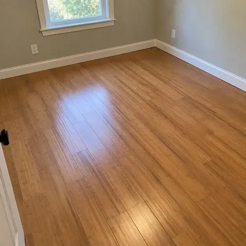 Caramel bamboo flooring installed in a Kitchener home office